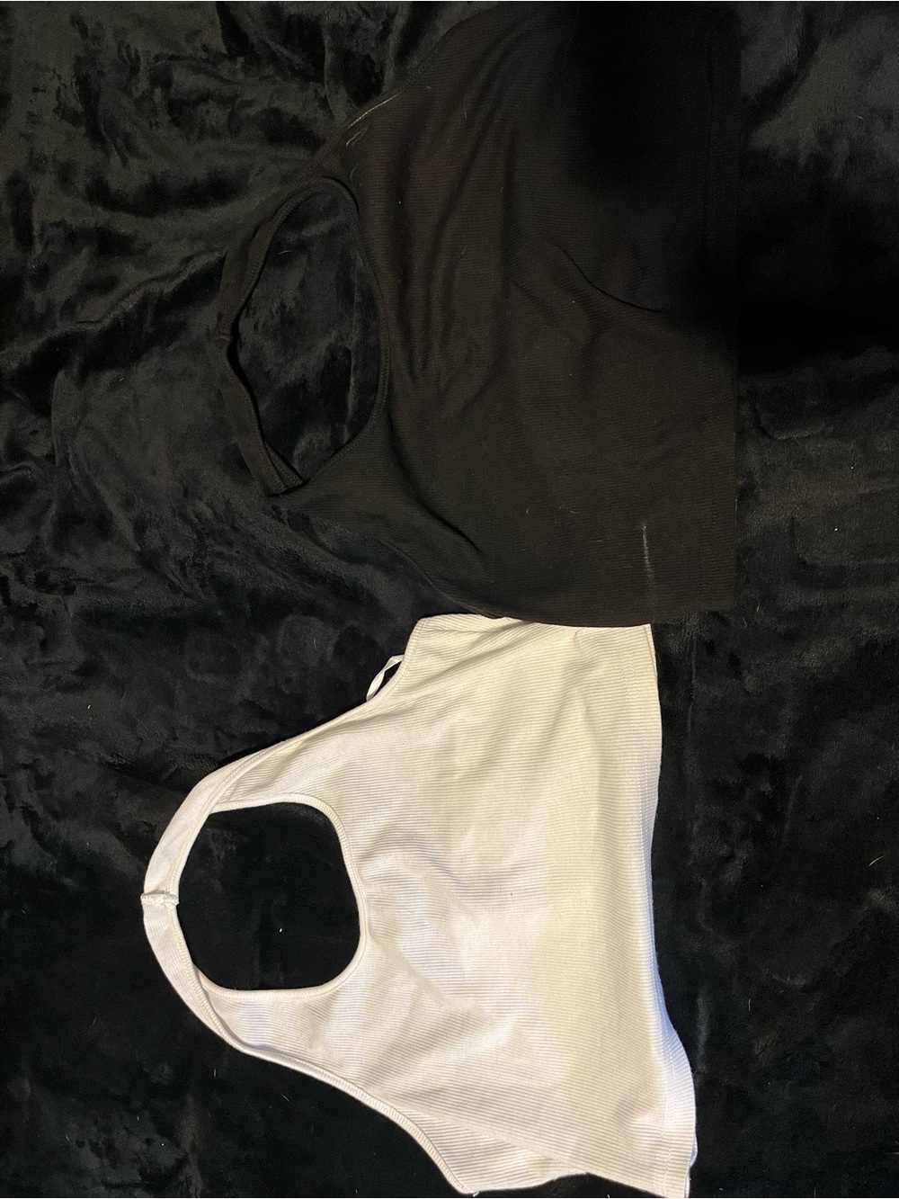 SHEIN Black & White Ribbed Racerback Crop Tops